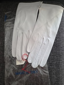 Italian Leather White Gloves Winter White Size 6.5 New