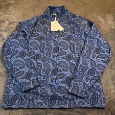Hart Schaffner Marx Blue Paisley Performance 1/4 Zip Pullover Mens Medium NWT