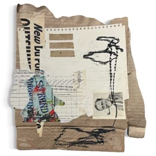 Original Mixed Media Abstract Art Collage 11x12 "Sima Strand"