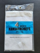 4 Mens White Cotton Irregulars NOS Handkerchiefs 13960 Taiwan