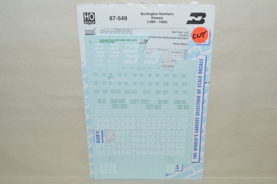 #ad #ad HO decals PARTIAL USED Microscale 87 549 Burlington Northern RR locomotive $3.00