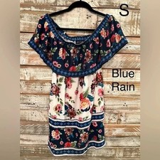 Blue rain womens floral dress S