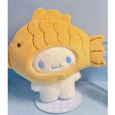 Adorable Puppy Accessory Keychain Plush with Fishy Hat and Chain Attached Snap H