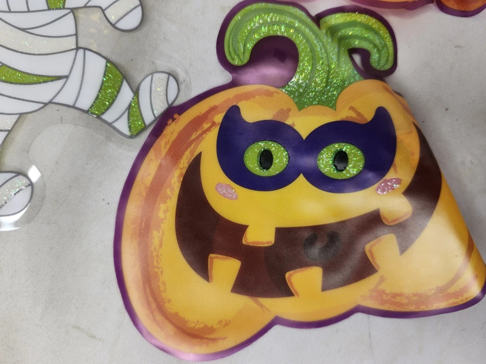 HALLOWEEN Vinyl Window Clings Lot Decor Vampire Bats Pumpkin Witch Frankenstein - Image 2 of 4