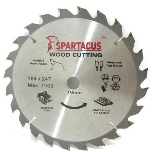 SPARTACUS Wood Cutting Saw Blade 184 x 16 mm 24T 1866U2 CLASSIC SR1800 5801B DWE560 DCS365