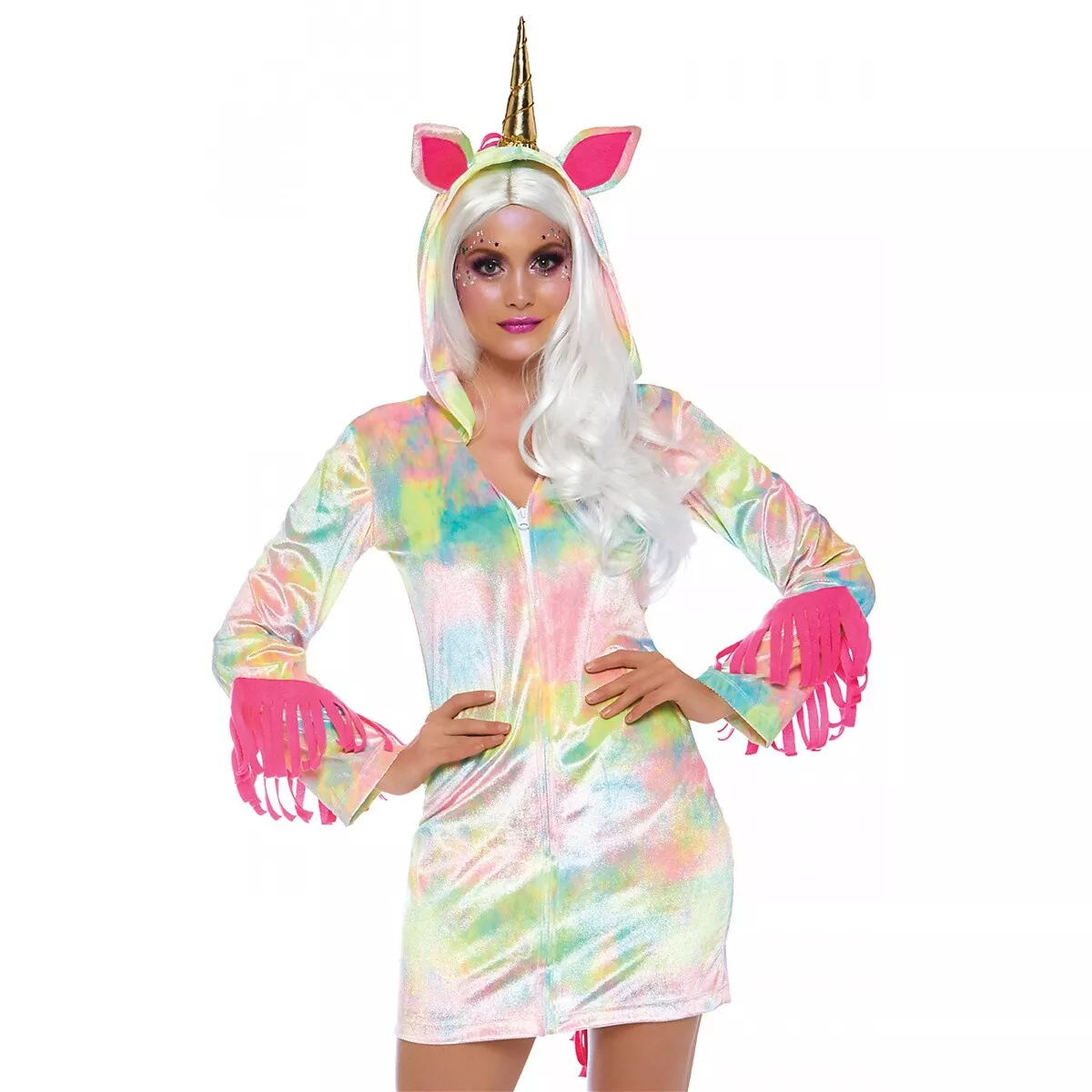 FALSO Cementerio construir Rainbow Unicorn Costume Adult Halloween Fancy Dress | eBay