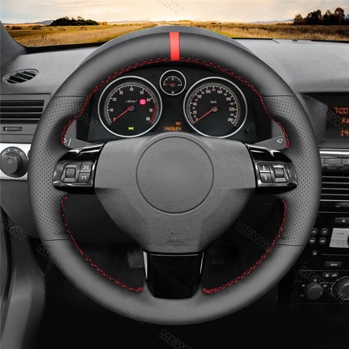 Black Genuine Leather Steering Wheel Cover For Opel Astra H Signum Vectra C - Picture 8 of 12