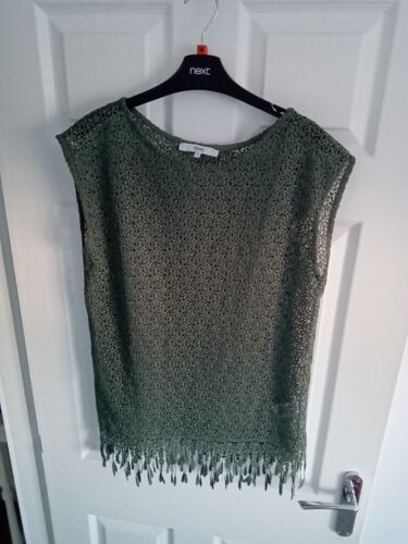 "NEXT" LADIES-LACE/TUNIC STYLE OVERSIZED BLOUSE WITH FRINGE DETAIL VGC (SIZE 10)
