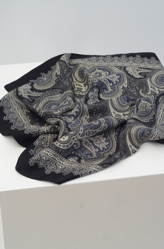 Sciarpa di seta ETRO Milano unisex uomo donna nero grigio Made in Italy - Foto 12 di 16