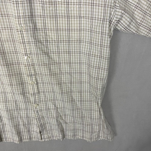 Van Heusen Mens Button Up Short Sleeve Seersucker Check Shirt Size Large 16-16.5 - Picture 5 of 15