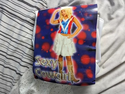 Sexy Cowgirl Fancy Dress Costume Women USA Western Skirt and Top Adult - Picture 3 of 23