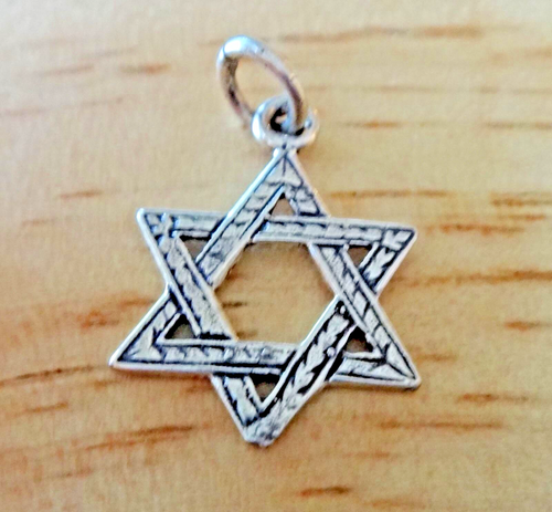 Sterling Silver 20x15mm version textured Star of David Charm - Picture 2 of 4