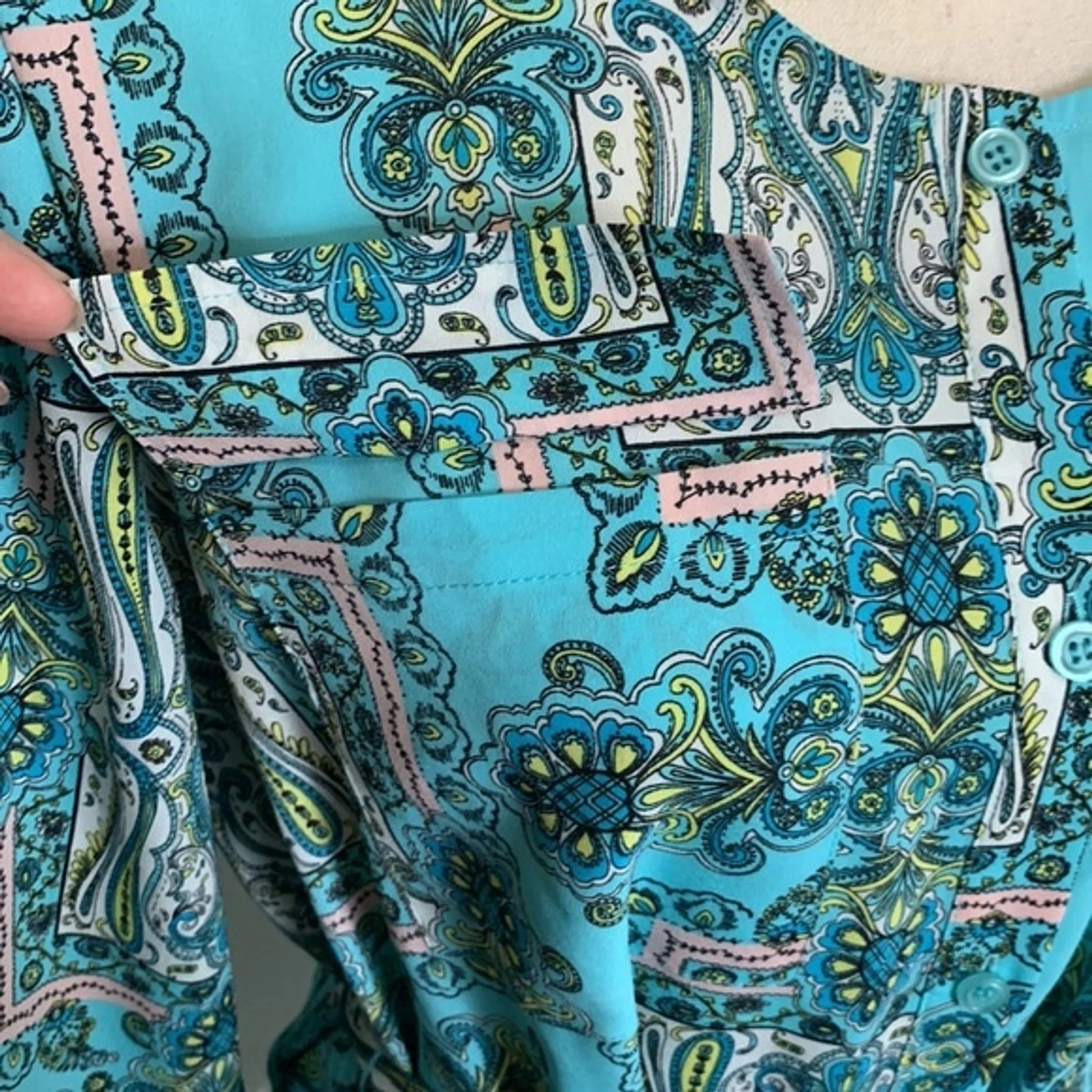 UNDERCOVER Victoria’s Secret Paisley Belted Button Down Shirt Dress Sz L