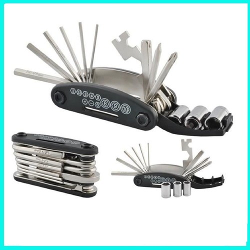 KIT SET 16 IN 1 ATTREZZI CHIAVI RIPARAZIONE BICI RIPARA BICICLETTA PER  CICLISTA | eBay