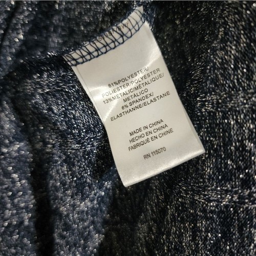 NEW! NINA LEONARD navy blue/silver Lurex midi dress, Size L - Picture 5 of 6