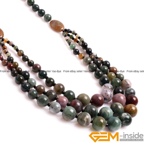 8-12mm Gemstone Round Beaded Fashion Long Necklace For Women 19 Inch Handmade AU - Foto 66 di 82