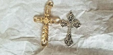 LOT OF 2 VINTAGE  CROSS PENDANTS   KERCO GOLD FILLED ,  GLP 925 STERLING