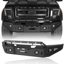 Fit Ford F-150 2009-2014 Full Width Steel Front Winch Bumper Bar w/Led Lights