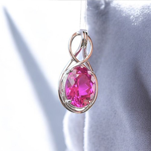 Certified 30 Ct Natural Pink Sapphire Loose Gemstone Pendant In 925 Silver MG007 - Picture 2 of 6