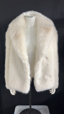 ZARA ZW COLLECTION ECRU WHITE FAUX FUR SHORT COAT LARGE LAPEL
