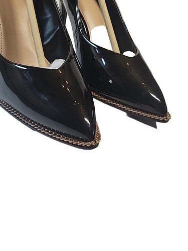 BAR III Women's Black Patent Binsa Ball-Chain Trim Pointed-Toe Pumps Size 9.5 M - Picture 7 of 12
