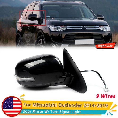 Passenger Side Door Mirror For 14-19 Mitsubishi Outlander Power Heated w/Signal