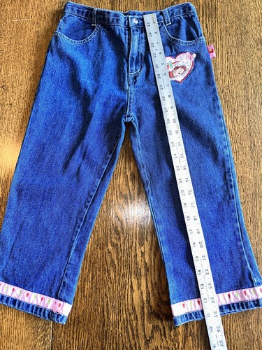 Vtg Y2K Strawberry Shortcake Jeans Capri Pants Embroidered Applique Ribbon Trim - Picture 16 of 20