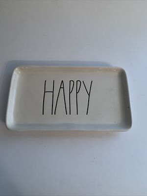 RAE DUNN Happy Small Rectangular Plate Platter Trinket Tray.