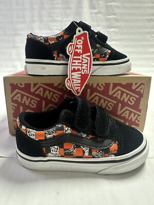 New Vans Old Skool V Toddler 'Glow Sk8 Monsters' Puffins Bill/True White - 7.0 T