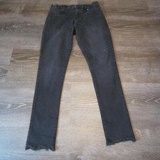 Girls The Childrens Place Jegging Denim Jeans Black Raw Hem Skinny Size 12
