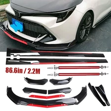 Front Bumper Lip Splitter Spoiler Side Skirt Body Kit For Toyota Corolla Glossy