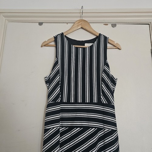 Anthropologie Maeve Navy White Linen Blend Striped Sleeveless Sheath Dress Small - Picture 6 of 10