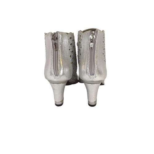 Silber Metallic Strass Party Hochzeit Abschlussball Aushohl Peep Zehen Stiefeletten 7 - Bild 5 von 8