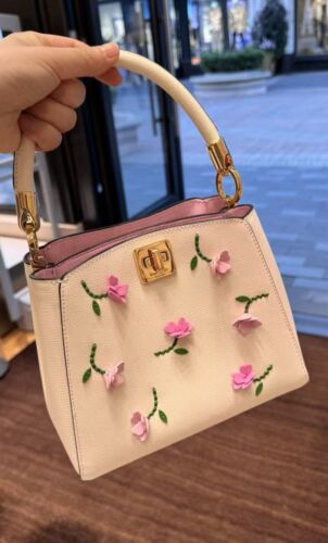 Kate Spade Floral Phoebe Applique Small Top Handle Satchel Bucket Bag NWT