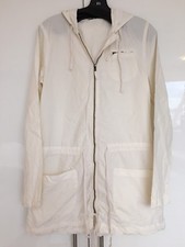 James Perse Jacket Windbreaker Off White Cotton Hood Drawstring Pockets Size 1 S