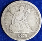 1875 San Francisco Mint Seated Liberty 20 Cent Coin  ID #A1-5