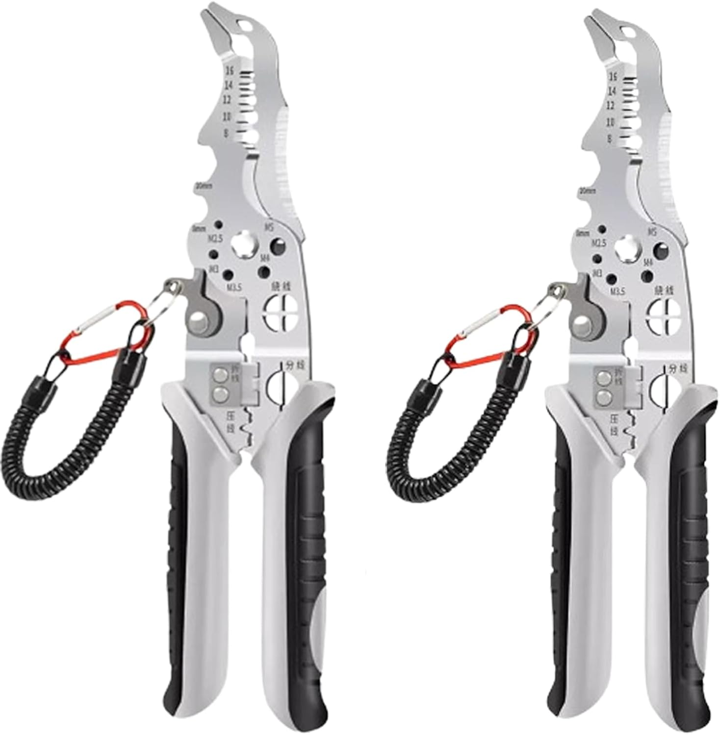 2024 Multifunctional Spring-Loaded Elbow Wire Stripping Pliers with Keychain