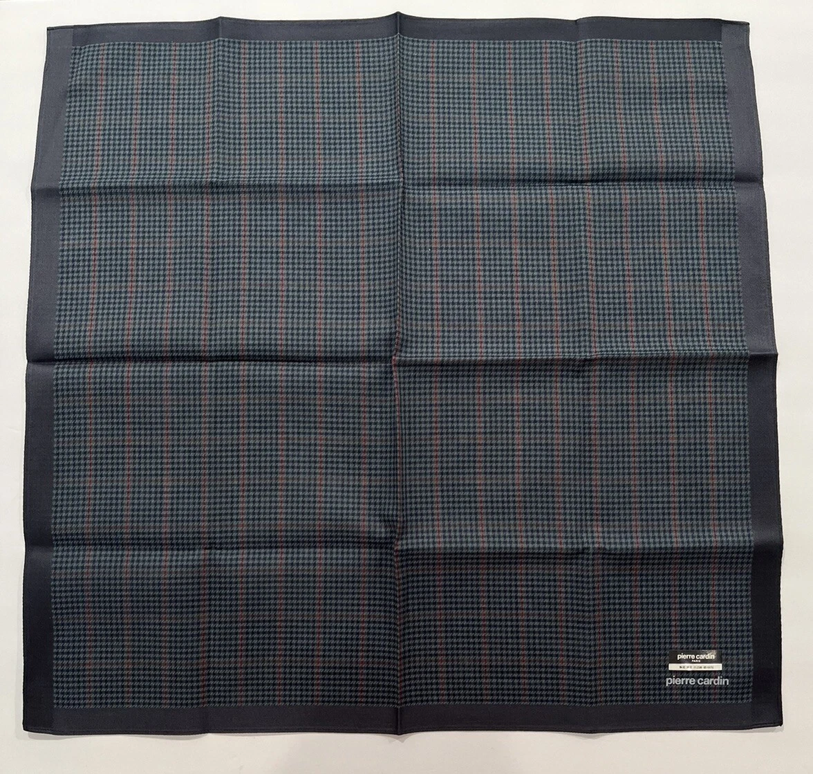 HANDKERCHIEF VINTAGE MEN PIERRE ART BLUE CHECKS PLAIN POCKET SQUARE COTTON 18"
