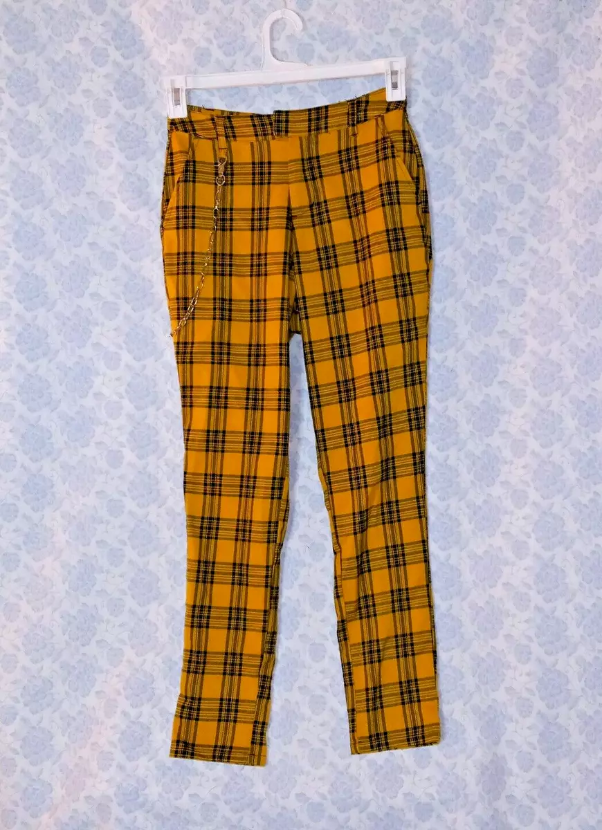 Hot Topic Yellow Plaid Pants Women's Size S Academia Punk Goth