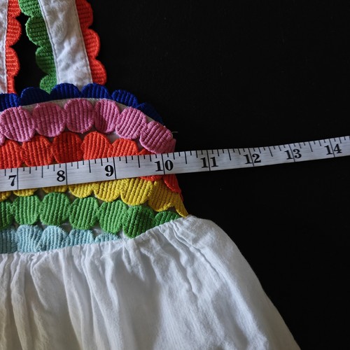 Mini Boden Rainbow Strap Tank Top White Shirt Size 6-7 Y Shirred Back - Picture 3 of 7