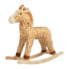 Rocking Horse Plush Giraffe Animal Rocker Ride on Toys for Ages 3 and Up, Brown