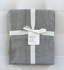 Pottery Barn BELGIAN FLAX LINEN HEMSTITCH Shower Curtain Flagstone NWT