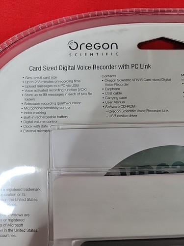 Oregon Scientific Card Sized Digital Voice Recorder W/ PC Link - Picture 6 of 8