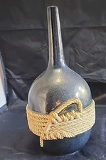 Blue Ceramic Vase Rope Accent Tall Bottle Coastal Nautical Decor 12 Thailand
