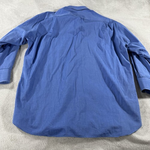 Armani Collezioni Shirt Mens Large 42 16.5 Blue Long Sleeve Dress Made Italy - Picture 6 of 6