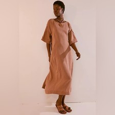 Free People orange tan Midi Dress