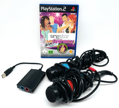 Bundle Singstar Anthems Mikrofone rot blau Adapter PlayStation 2 PS2