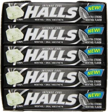 Halls Relief Max Strength Menthol Throat Drops, 20 Packs, Extra Strong, 180 Ct