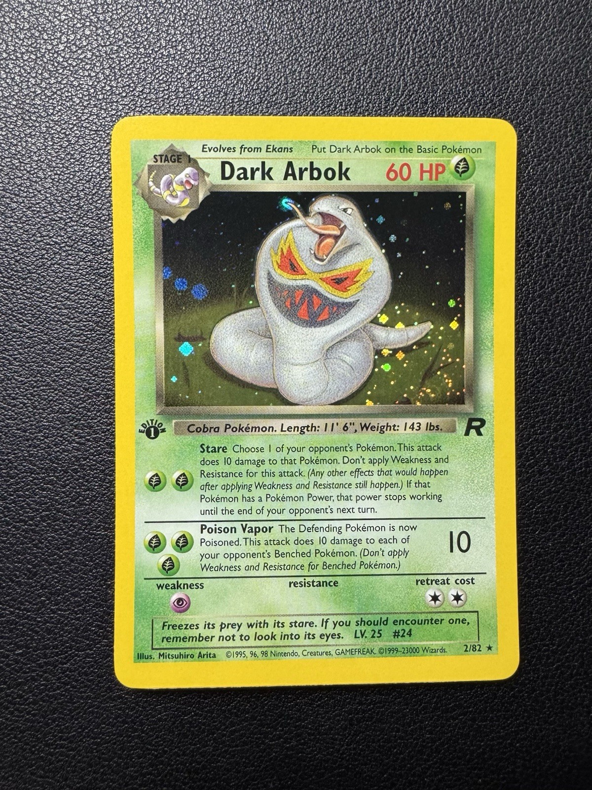 Dark Arbok 2/82 Holo 1st Edition 1999-2000 Team Rocket Pokemon Card TCG NM