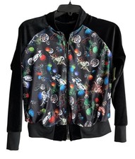 Girls Power Multicolor Zip Front Jacket Size 10-12 Outer Unique Space Theme